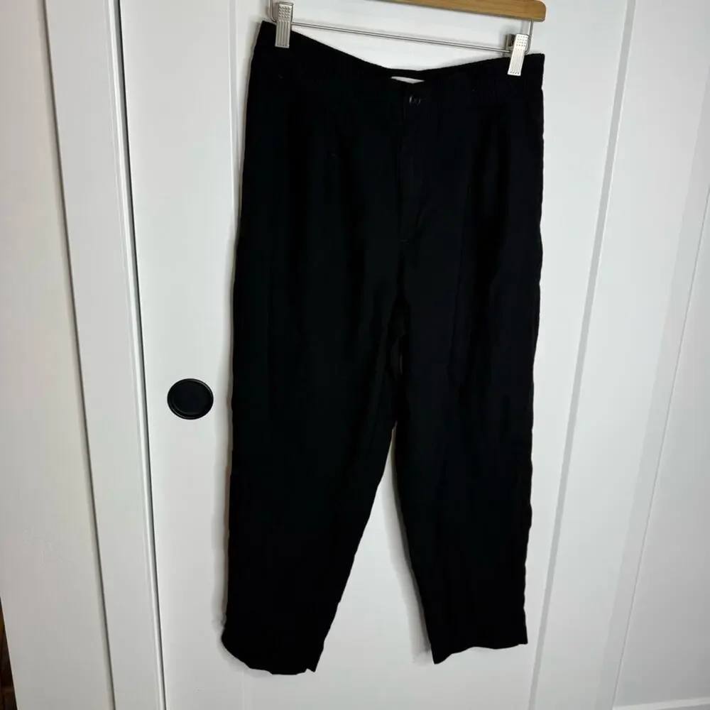 Madewell Drapey Track Trousers Cropped Pants Black Pull On Size Mediun